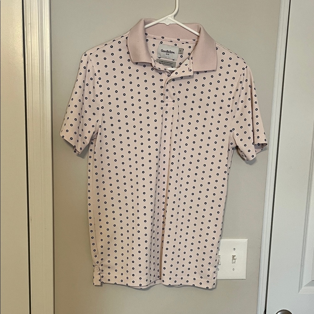 Goodfellow & Co Light Pink Shirt with Dark Blue Floral Pattern